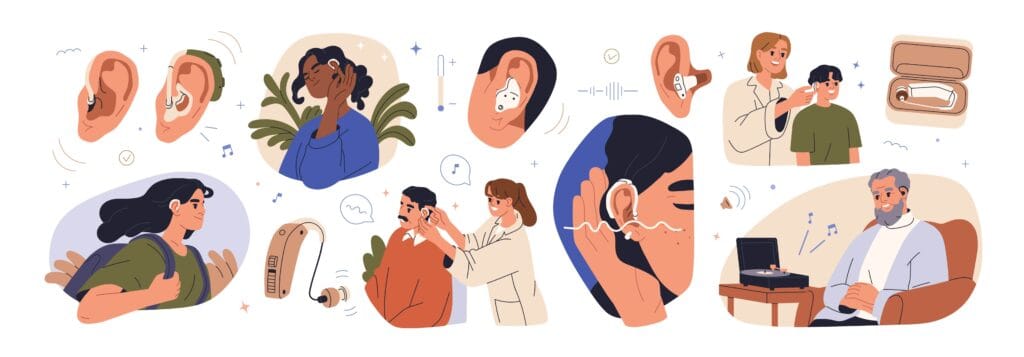 Types of hearing care illustration
