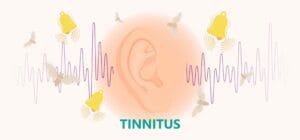 Tinnitus Treatment and Symptoms with little elements around.